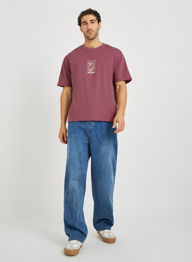 Styli Men Holiday Graphic Puff Print Oversized T-Shirt - Image 2